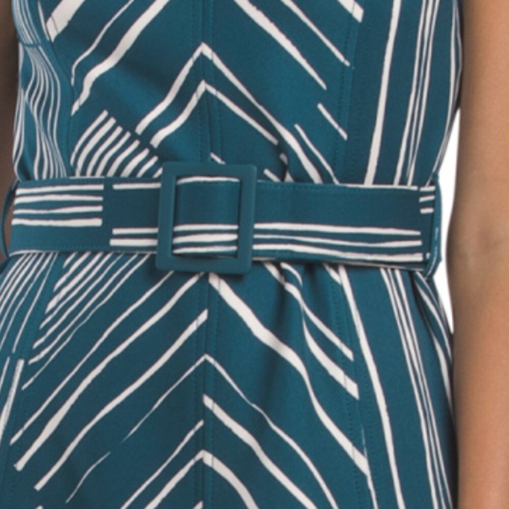 CALVIN KLEIN V-neck Belted Scuba Midi Dress - Picture 4 of 5
